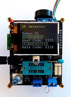 Elektronik-Aufbau mit LCD-Display und IR-Detektor