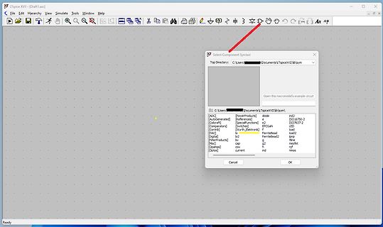 Screenshot eines LTspice Auswahlmenüs für Bauteilsymbole