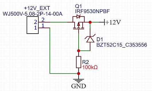Schaltplan einer MOSFET-Schaltung mit Zenerdiode