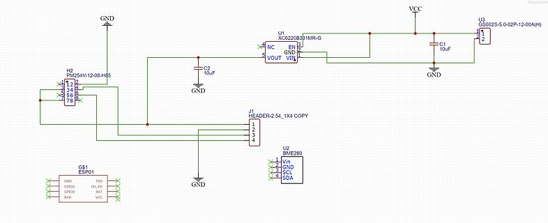 Schaltplan mit ESP01, BME280 und Spannungsregler