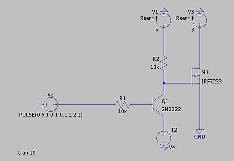 Schaltplan einer Transistorschaltung mit MOSFET und Bipolar-Transistor