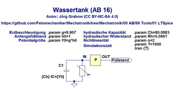 LTSpice Modell eines Wassertanks