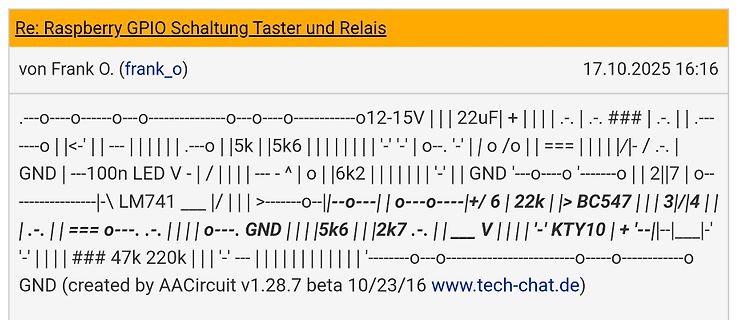 Forum-Beitrag mit ASCII-Schaltplan