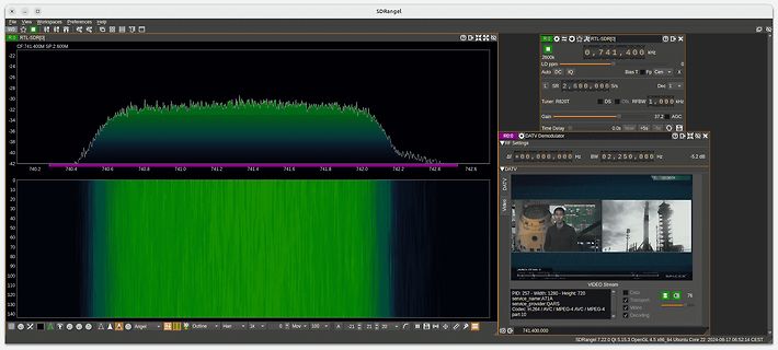 SDRangel Software mit Spektrum und Video-Demodulator