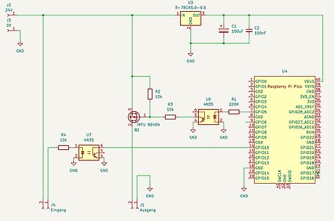 Schaltplan mit Raspberry Pi Pico und MOSFET-Treiber