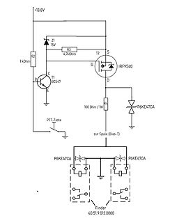 Schaltplan einer Transistor-Treiberstufe mit MOSFET und Relais