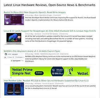 News-Feed mit Linux-Hardware-Reviews und Open-Source-Nachrichten