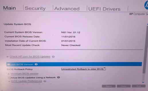 Foto eines Computer-BIOS-Menüs