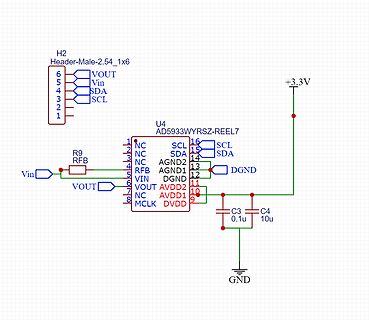 Schaltplan mit AD5933 IC und Header