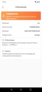 Screenshot einer Fehlermeldung einer App