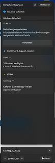 Windows Benachrichtigungen mit Sicherheitswarnung und Updates