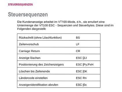 Tabelle mit VT100 Steuersequenzen