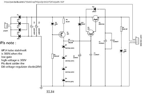 Schaltplan einer Röhrenansteuerung mit MOSFETs