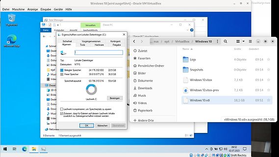 Windows 10 Dateieigenschaften in VirtualBox