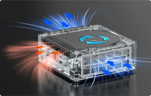 Computergehäuse mit visualisiertem Luftstrom
