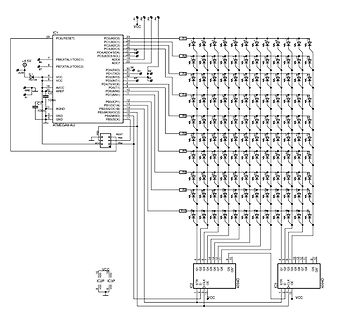 Schaltplan mit ATmega8 und LED-Matrix