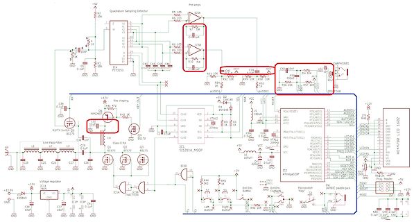 Schaltplan eines Mikrocontroller-basierten Systems mit Audio- und Display-Anbindung
