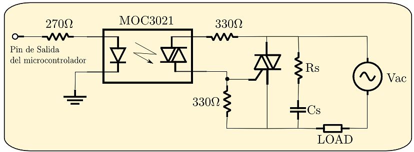 Schaltplan mit Optokoppler MOC3021 zur AC-Steuerung