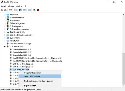 Kontextmenü im Windows Geräte-Manager