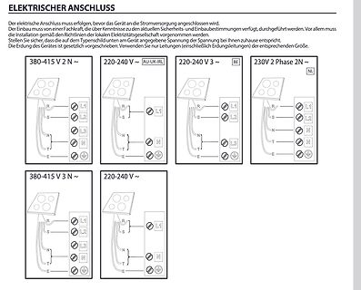 Anschlussdiagramme für verschiedene elektrische Spannungen