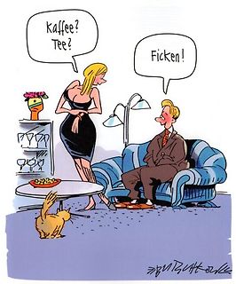 Comic von Mann und Frau mit Sprechblasen