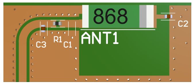 PCB-Layout Ausschnitt einer Antennenbeschaltung