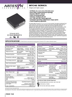 Datenblatt eines Artesyn NFC40 Netzteils