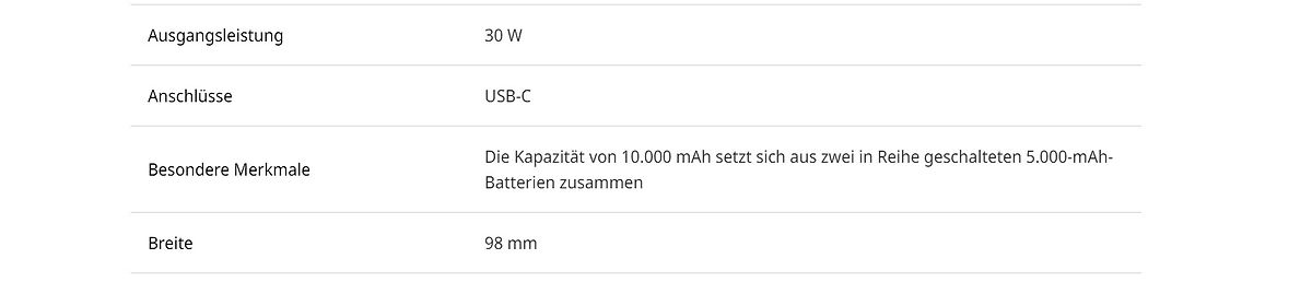 Technische Spezifikationen eines Geräts