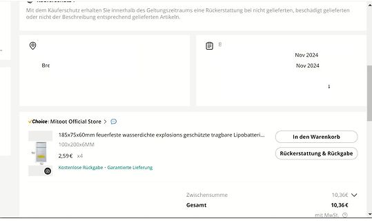 Warenkorb eines Online-Shops
