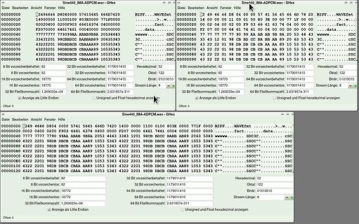 Hex-Editor Ansicht einer WAV-Datei