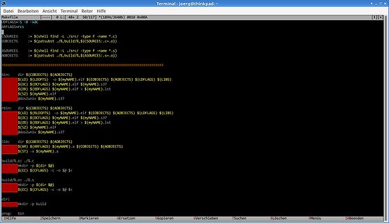 Terminal-Fenster mit Makefile-Inhalten