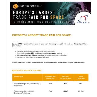 Werbebanner für Space Tech Expo Europe 2026