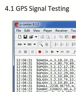 Screenshot der u-center Software mit GPS-Daten
