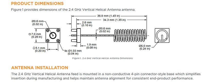 Technische Zeichnung einer 2,4 GHz Helical-Antenne