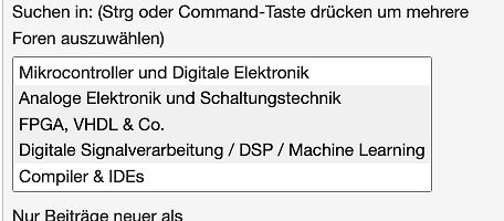 Dropdown-Menü zur Forenauswahl