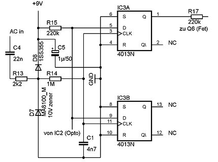Schaltplan mit Flip-Flops und Zenerdiode