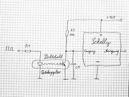 Handgezeichneter Schaltplan mit Optokoppler