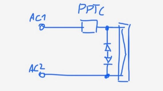 Handgezeichneter Schaltplan mit PPTC und Diode