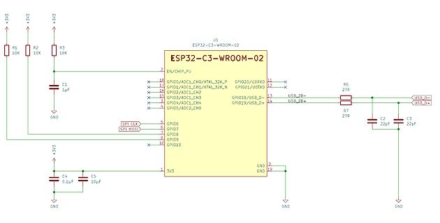 Schaltplan eines ESP32-C3-WROOM-02 Moduls
