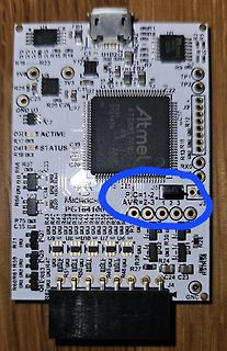 Bestückte Leiterplatte mit Atmel Mikrocontroller