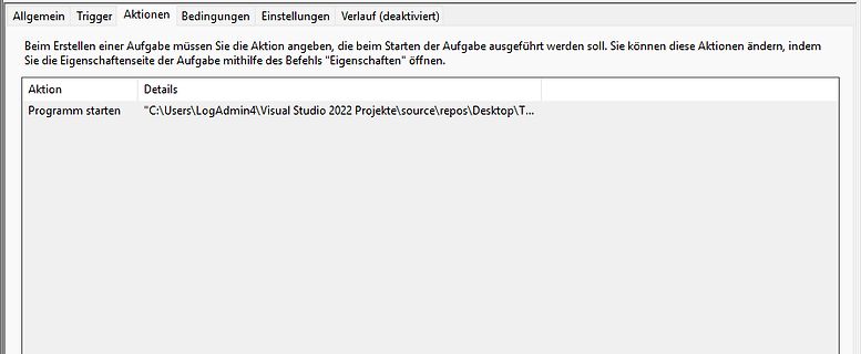Windows Aufgabenplanung Einstellungen