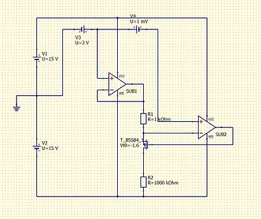 Schaltplan mit Operationsverstärkern und MOSFET