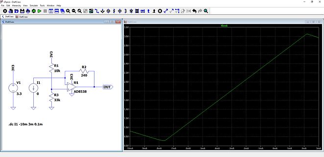 LTspice Simulation Schaltplan und Strom-Spannungs-Kennlinie