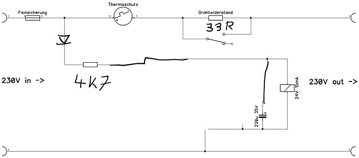 Handgezeichneter Schaltplan eines Netzteils