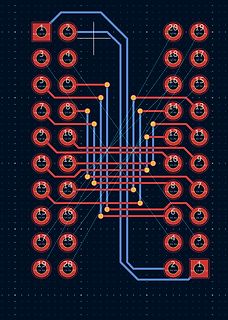 PCB-Layout mit Leiterbahnen und Kontaktpads