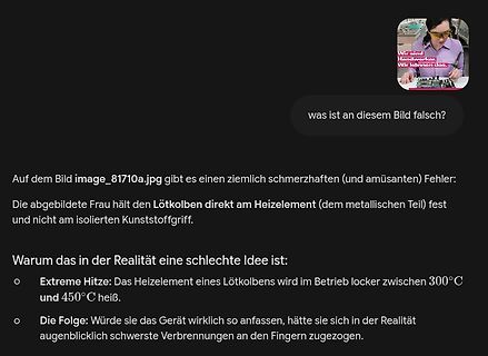 Meme über Fehler beim Benutzen eines Lötkolbens