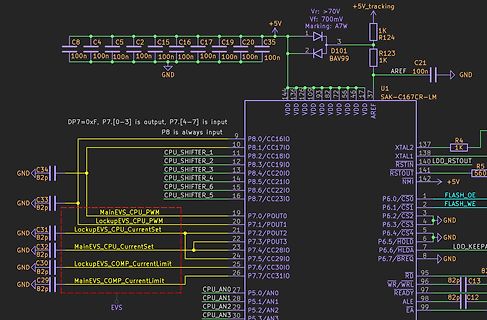 Schaltplan eines Mikrocontrollers mit Peripherieanschlüssen