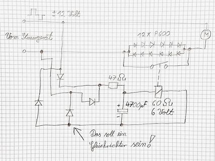Handgezeichneter Schaltplan eines Gleichrichters