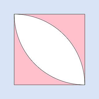 Geometrische Form aus rosa Quadrat und weißer Ellipse