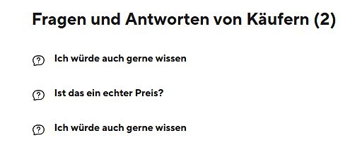 Textabschnitt aus einem Verkaufsportal